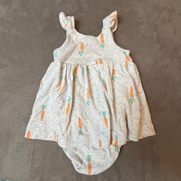 Carter's Carrot Print Romper Dress Baby Girl 3 Months Easter Cute - Picture 2 of 5